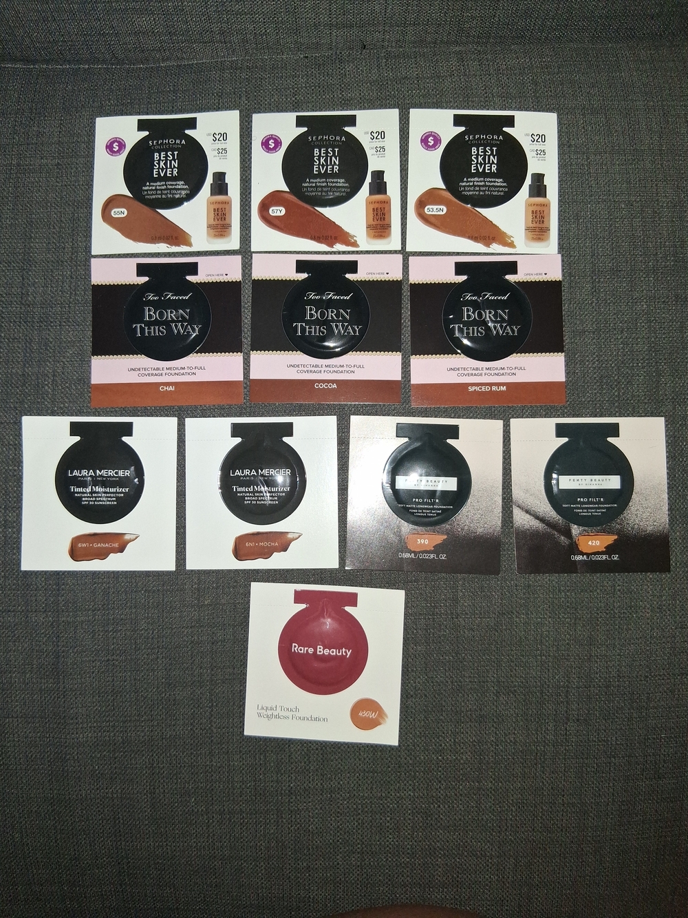 NEW Prestige Foundation Sample Lot Fenty Rare Beauty Too Faced More